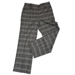 Anthropologie Autres Filles Plaid Trousers Leather Buttons Straight Leg